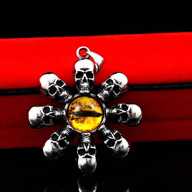 Titanium Steel Punk Skull Eyeball Pendant for Men - Wholesale Fashion Jewelry
