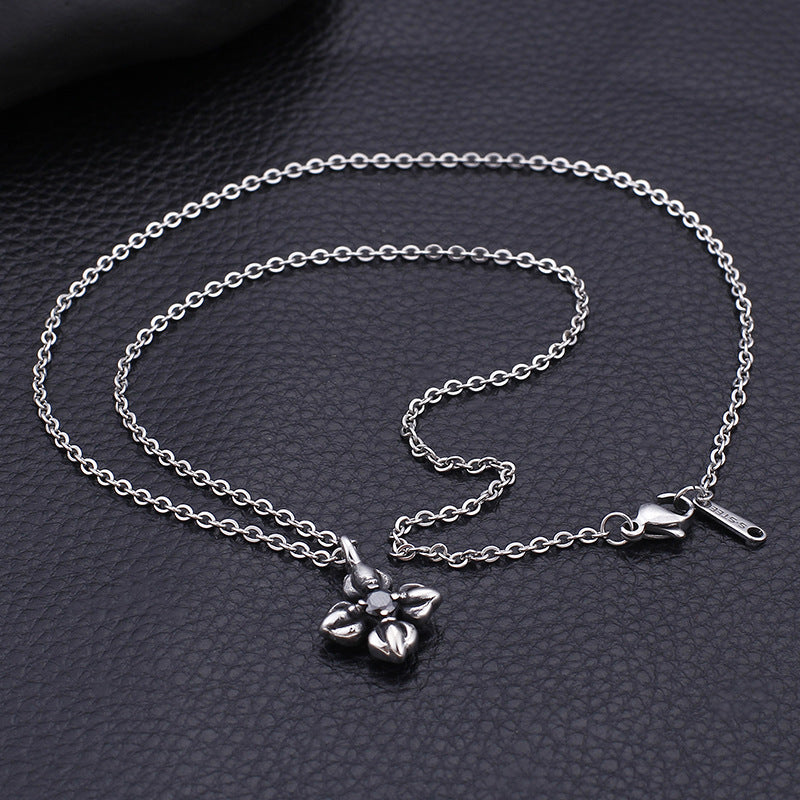 Stylish Stainless Steel Cross Pendant with Diamond Accents