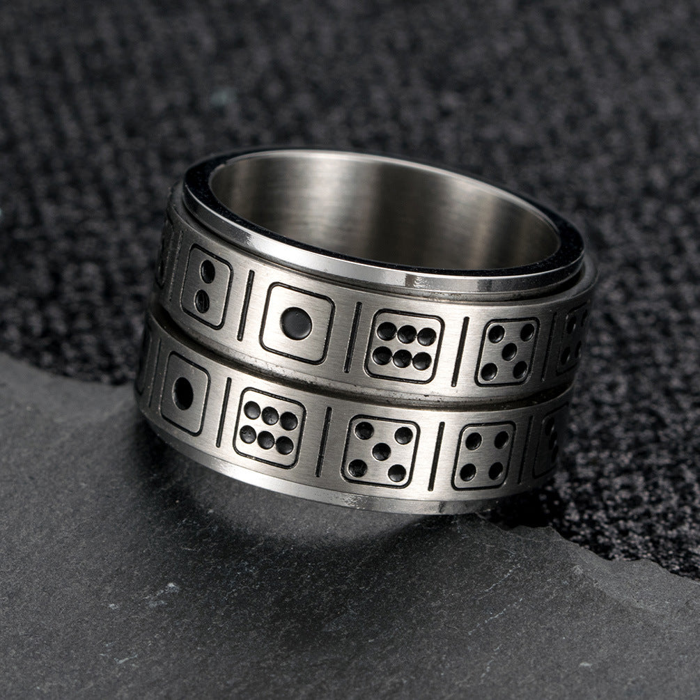Game Dice Dice Pattern Rotatable Ring for Men's Fun Jewelry