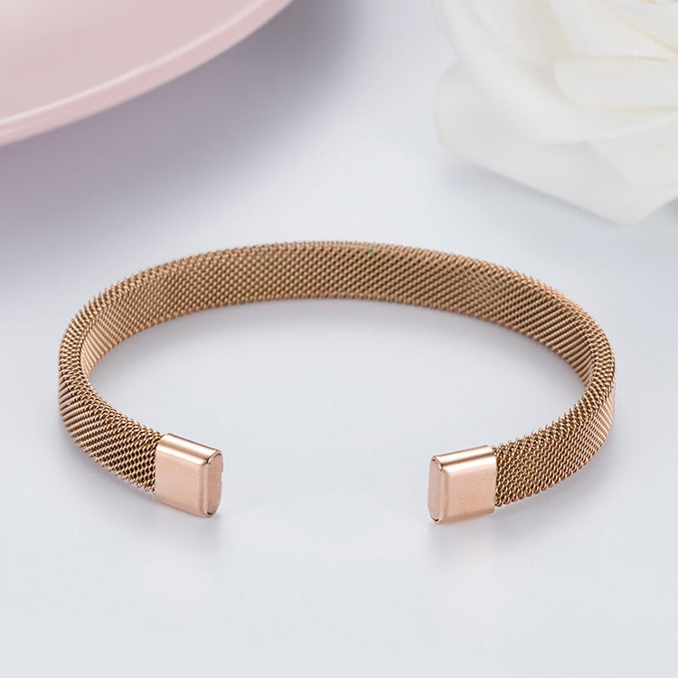 Simple And Fashionable Titanium Steel Mesh C Shaped Bracelet