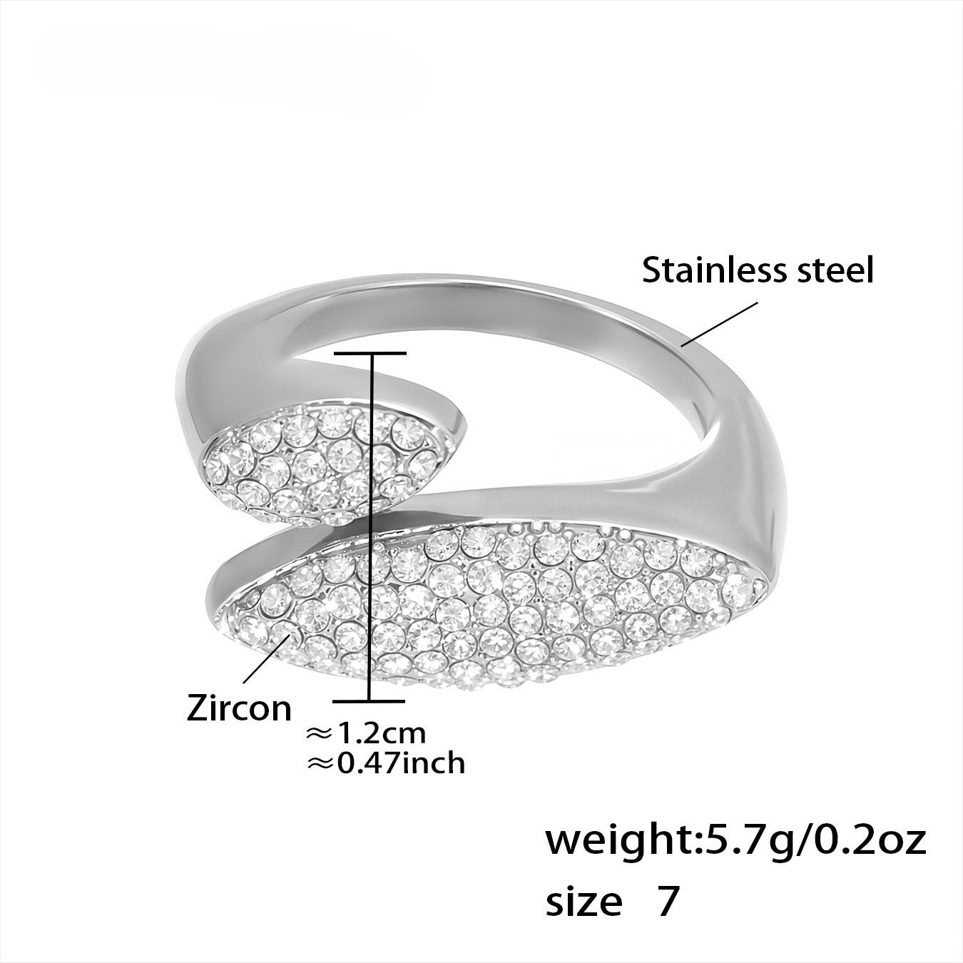Planderful Genie Stainless Steel Zircon Ring Unisex