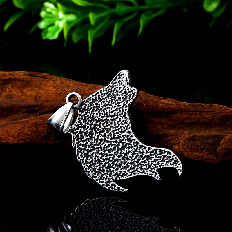 Men's Retro Viking Wolf Head Pendant in Stainless Steel – Wholesale Titanium Jewelry for Men