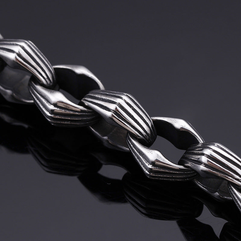 Punk-Inspired Men's Creative Stainless Steel Bracelet with Titanium Accents