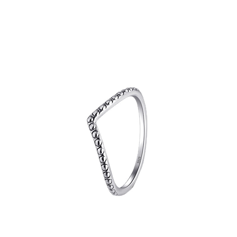 Minimalist Geometric Arrow Sterling Silver Ring with Zircon