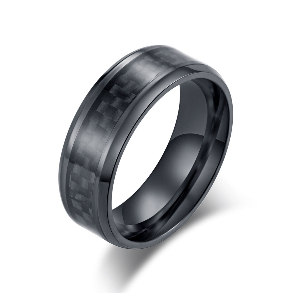 Teen Your Hipster Cool Carbon Fiber Titanium Ring for Men