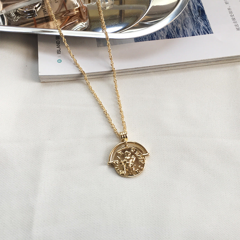 Hip Hop Style Gold Coin Pendant Necklace - Vienna Verve Collection