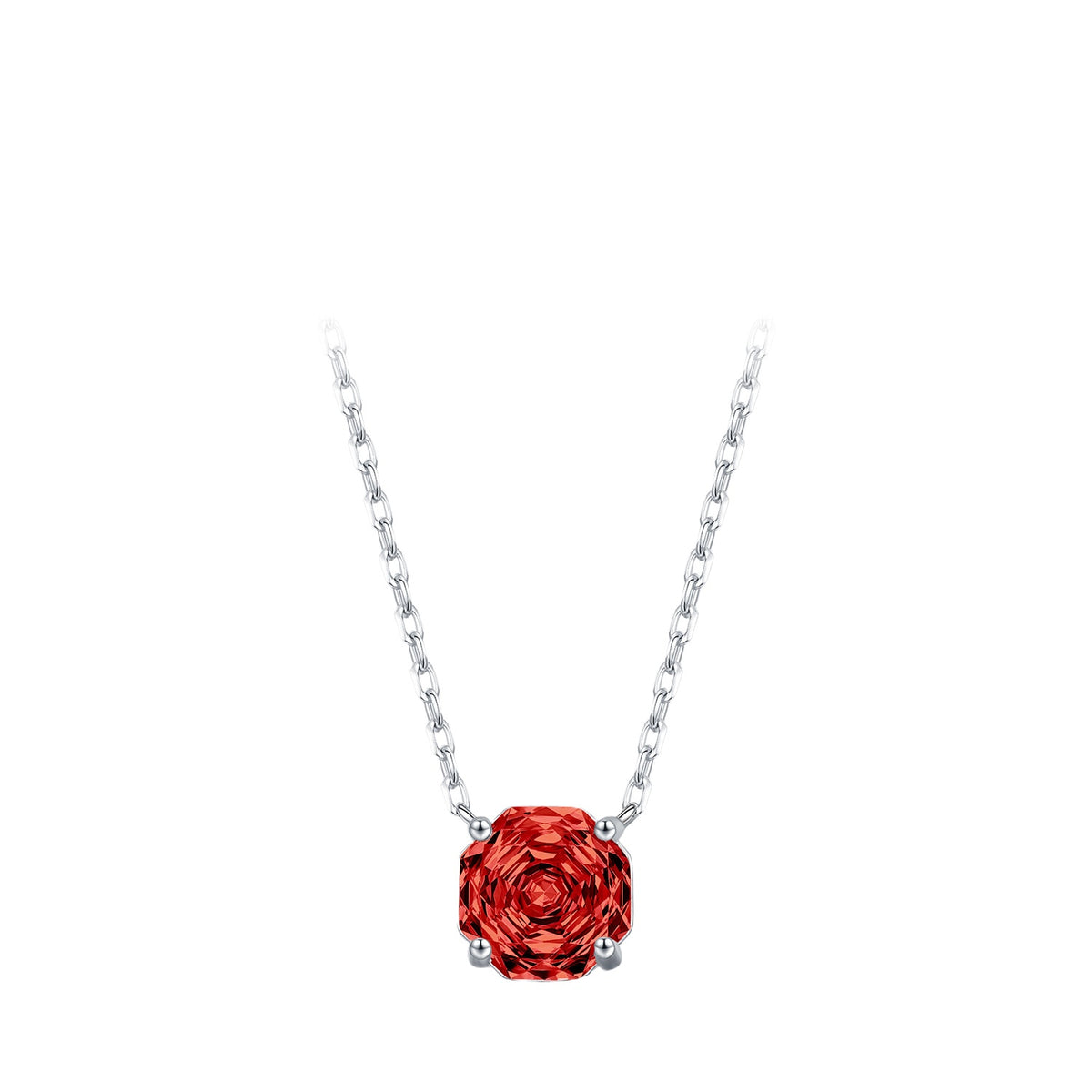 925 Sterling Silver Multicolor Octagonal Rose-Cut Zircon Necklace