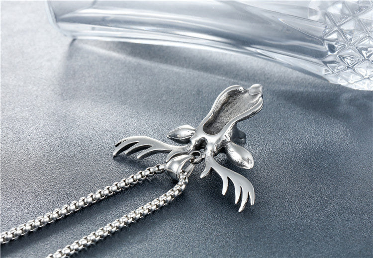 Planderful Personalized Vintage Christmas Elk Turquoise Titanium Steel Pendant Necklace Unisex Protection Statement Gift