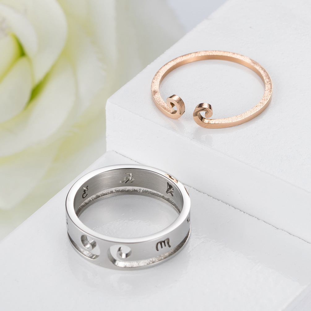 Six-Character Mantra Ring Two-in-One Titanium Steel Couple Ring
