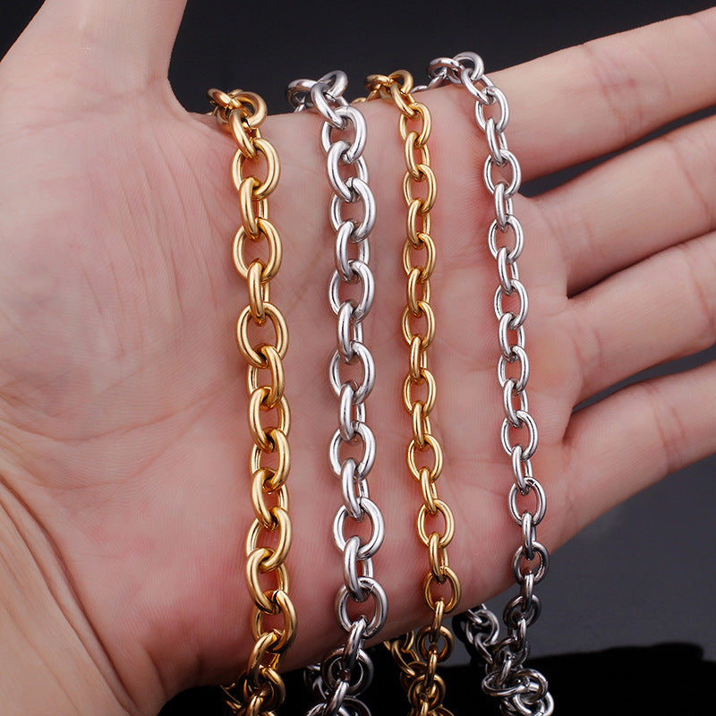 Stainless Steel Necklace O-Chain Korean Version Cross, Titanium Steel Collarbone Necklace Sweater Pendant
