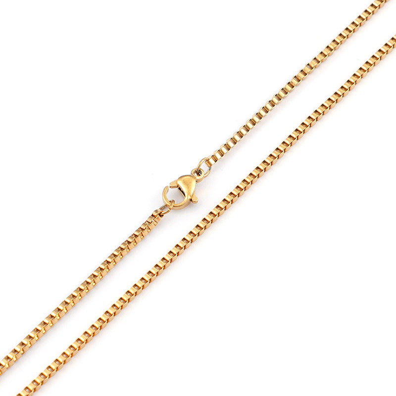 Square Pearl Chain Korean Version Foreign Trade Trinkets Stainless Steel Men's Necklace, Titanium