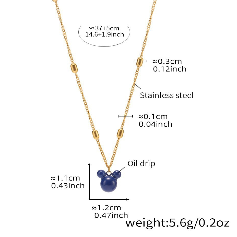 Planderful Rhine Blue Bear Double Necklace Steel Ladies