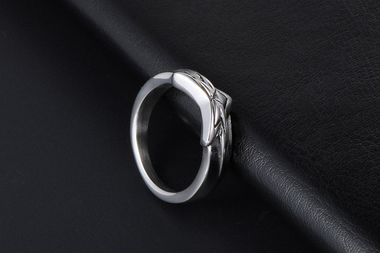 Pentagram Titanium Steel Ring Unisex Retro Korean Version