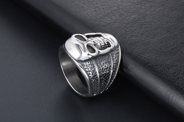 Vintage Domineering Titanium Steel Skull Punk Men Ring
