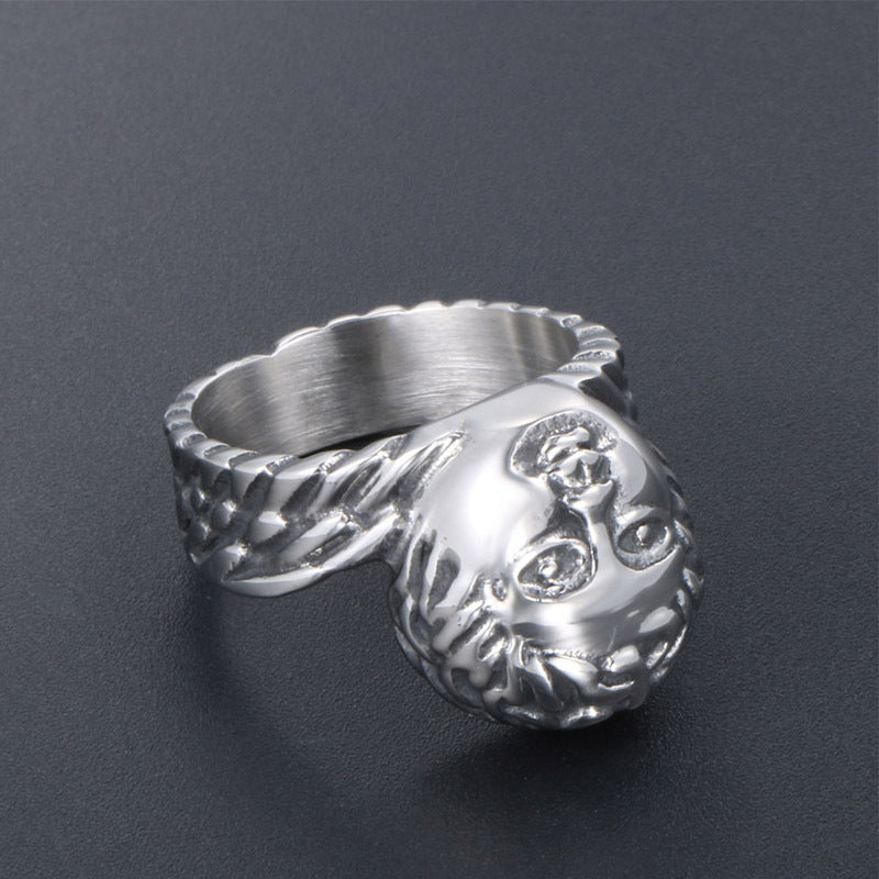 Titanium Steel Men's Fashion Ring - Korean Style Stainless Steel Head Ring