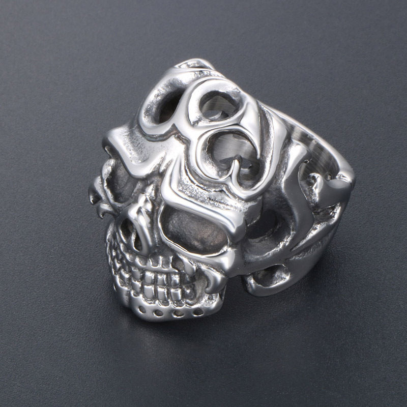 Trendy Exaggerated Skull Ring for Men - Retro Vampire Design in Titanium Steel