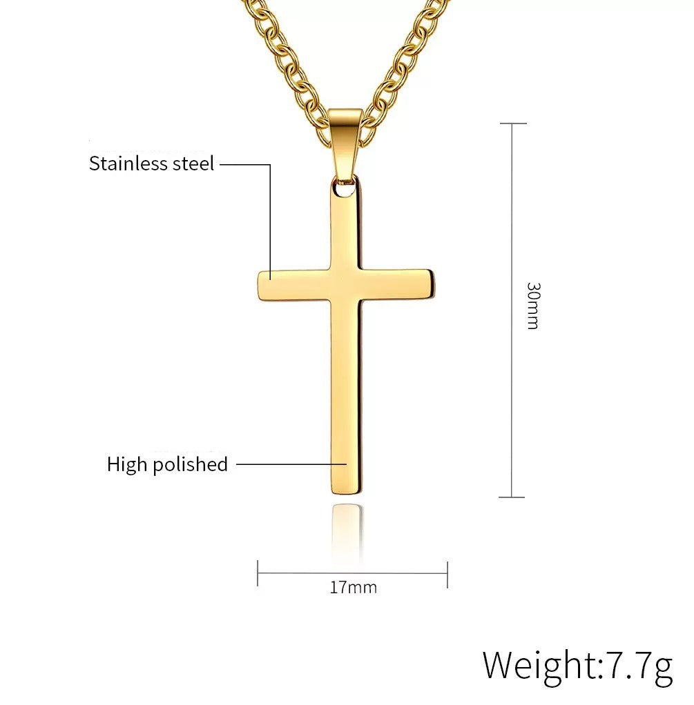 Planderful Gold Cross Necklace For Men Stainless Steel Pendant With Warm Tone Finish Durable Hip Hop Style Gift Idea