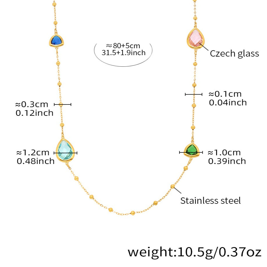 Planderful Water Drop Necklace Women Czech Glass Gold Plated