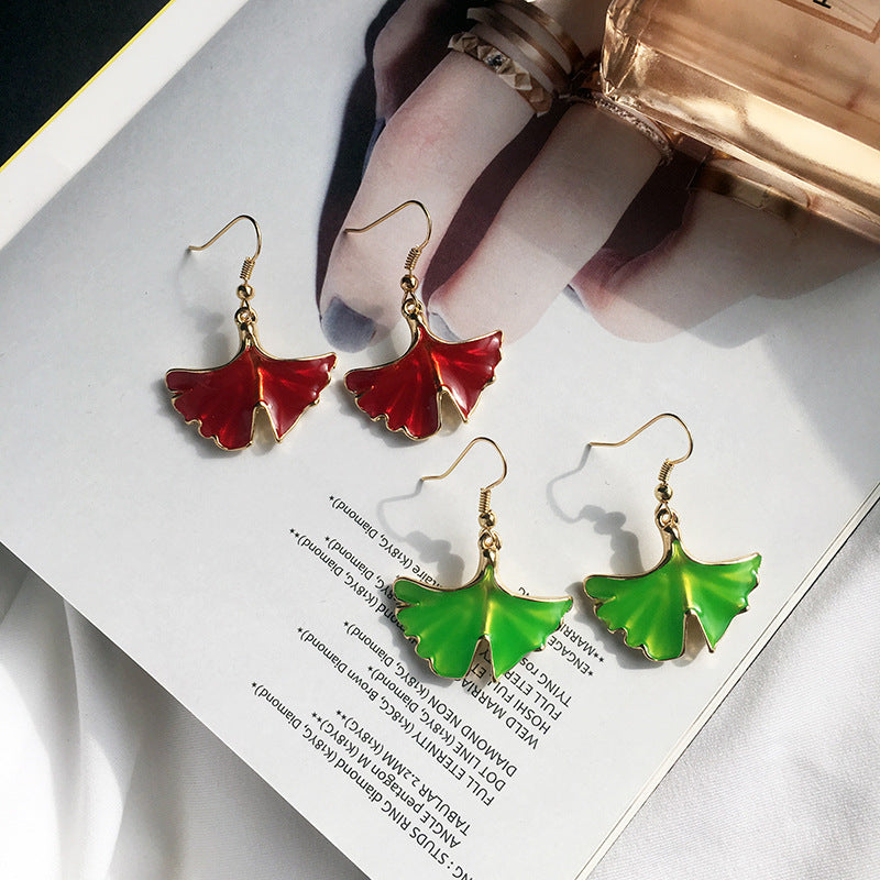 European, American and Online Celebrity Inspired Ginkgo Biloba Drop Earrings - Vienna Verve Collection.