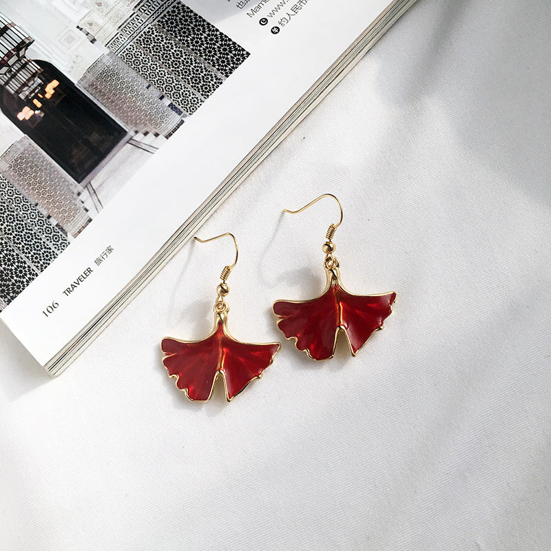 European, American and Online Celebrity Inspired Ginkgo Biloba Drop Earrings - Vienna Verve Collection.
