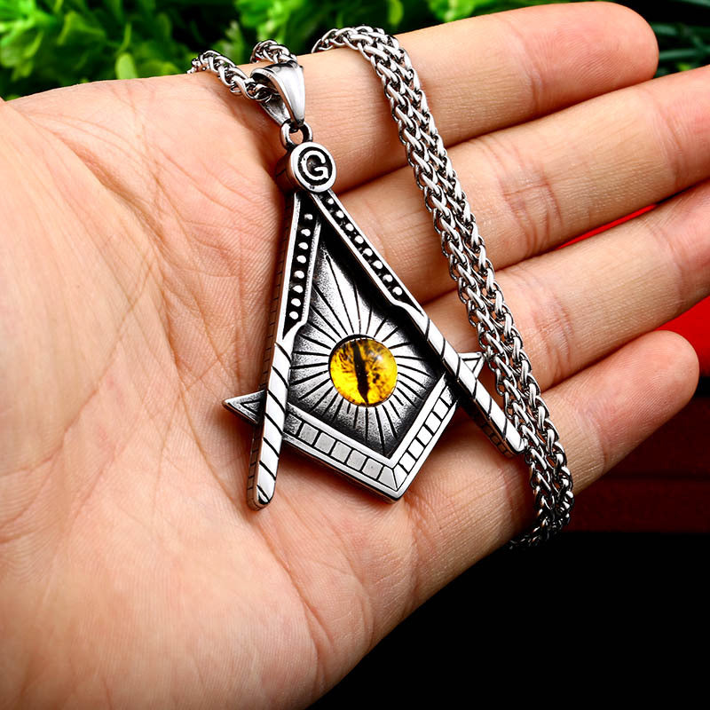 Masonic Eye Symbol Pendant for Men, Stainless Steel Jewelry from European and American Trade