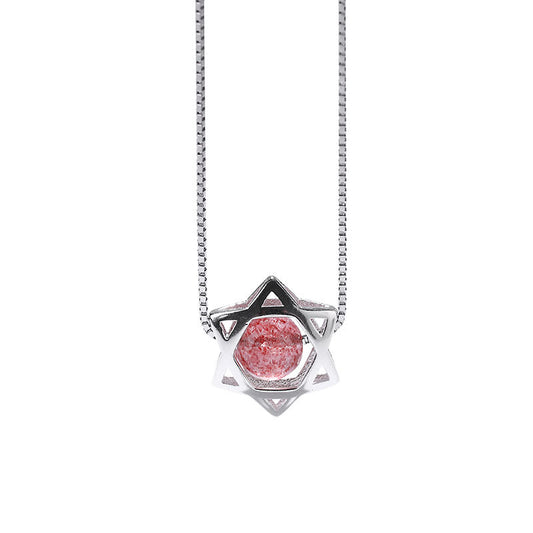Strawberry Crystal Pendant Sterling Silver Necklace