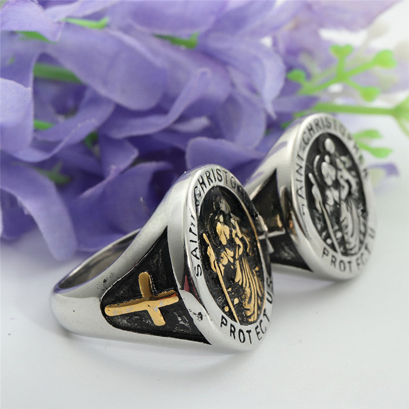 European And American Jewelry Titanium Steel Cross Ring