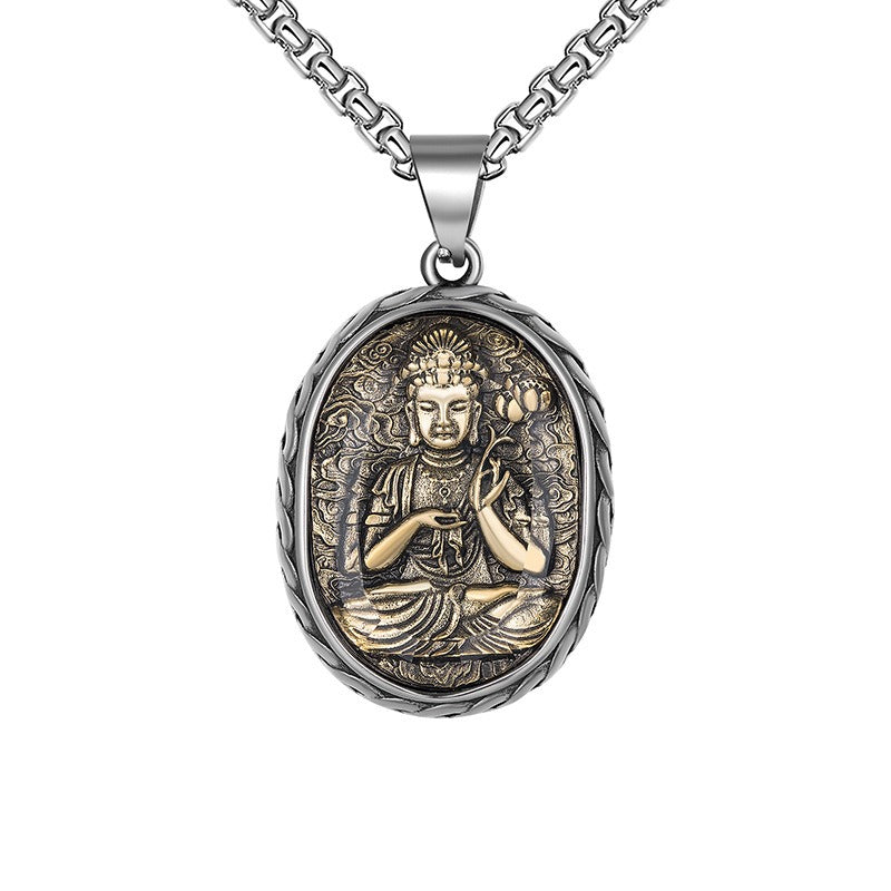 Steel Necklace – Vintage Zodiac Saint Amulet For Men