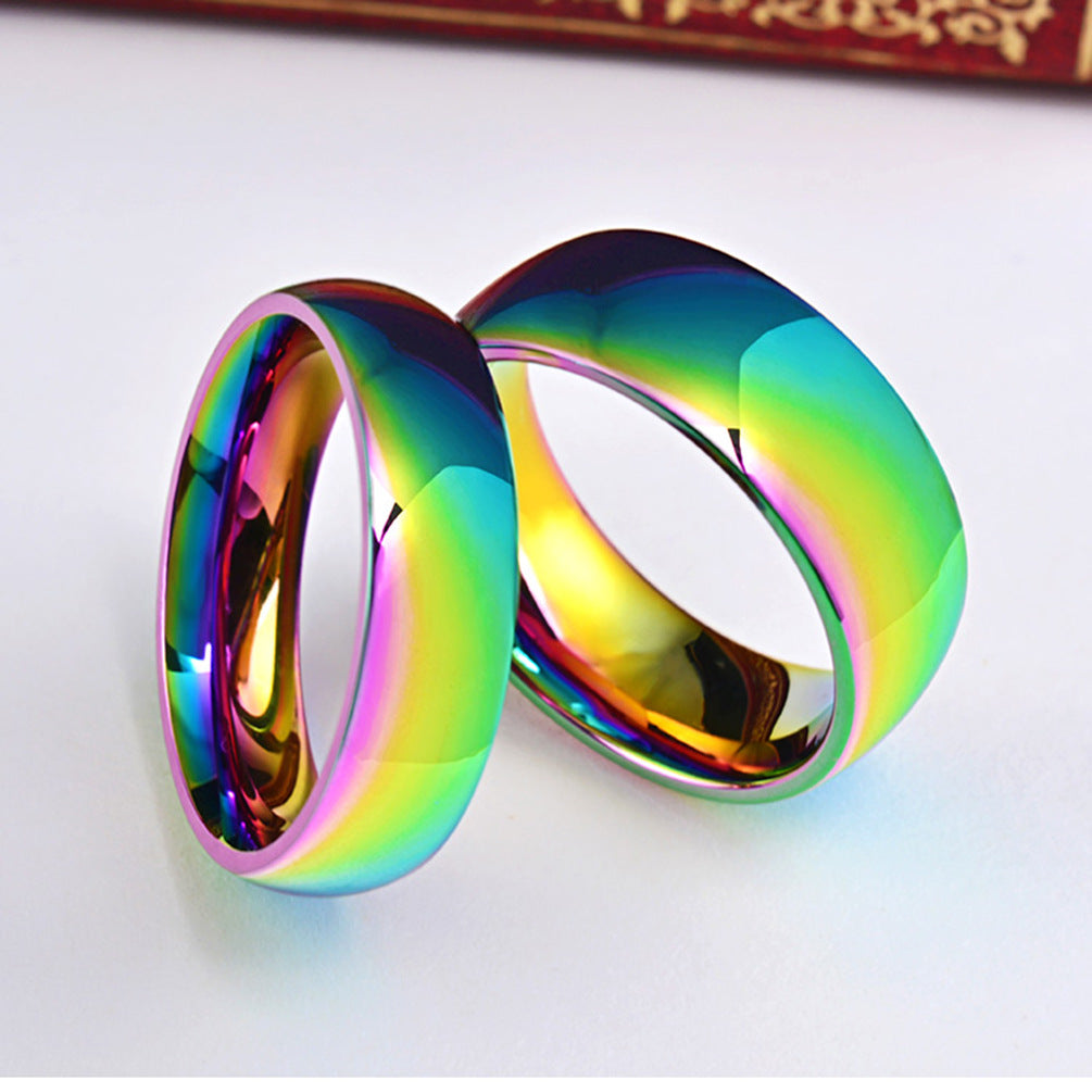 Colorful Titanium Steel Ring Gender-Neutral Rainbow Jewelry
