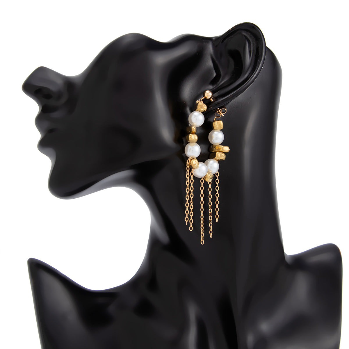 Planderful Vienna Verve Fringed Silver Chain Stud Earrings With Imitation Pearl For Women Statement