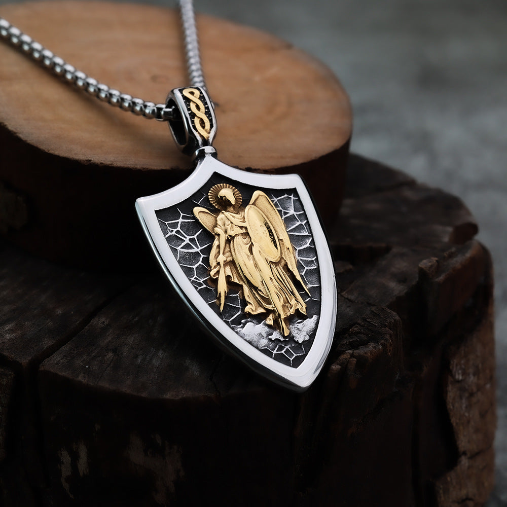 Cross-Border Archangel Stainless Steel Retro Necklace for Men