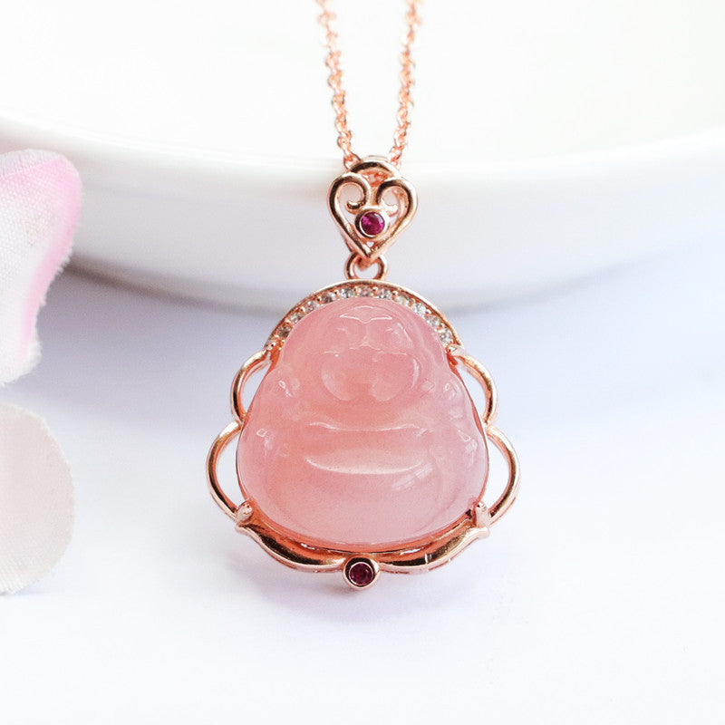 Agate Buddha Pendant Necklace crafted in Sterling Silver