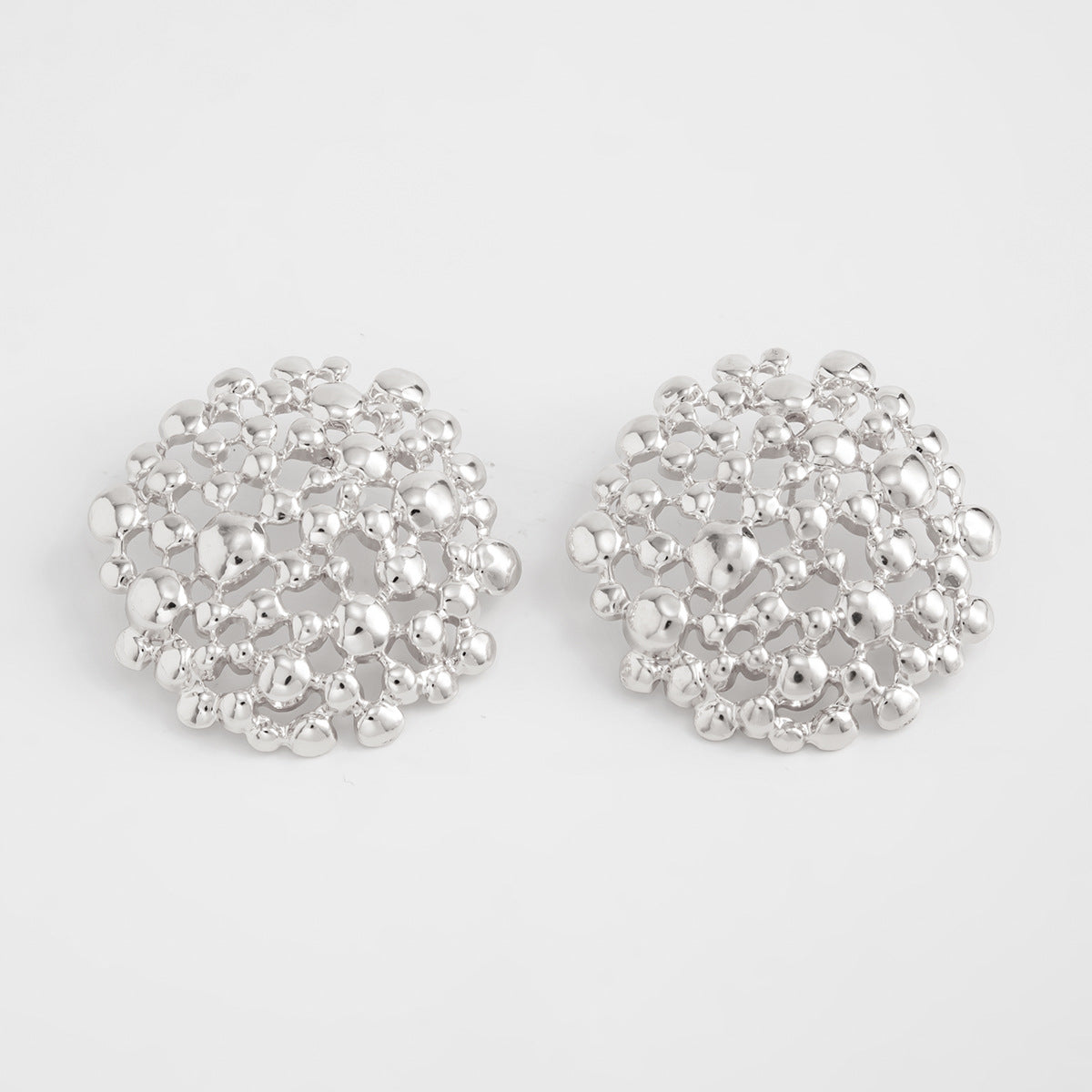 Planderful Vienna Verve Bubble Stud Earrings Geometric Hollow Alloy Honeycomb Statement Jewelry For Edgy Women
