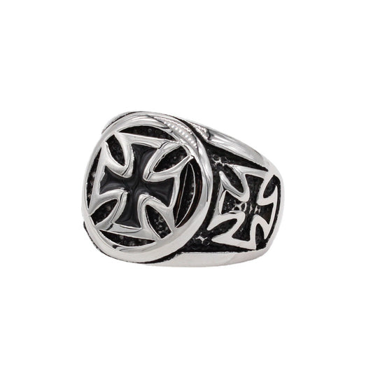 Crusader Cross Titanium Steel Ring for Men