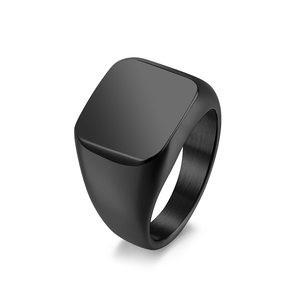 Planderful Stainless Steel Signet Ring For Men Glossy Square Geometric Design Durable Everyday Jewelry