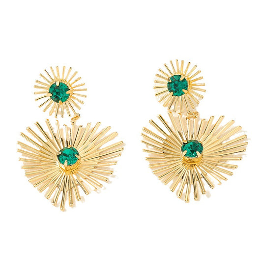 Bohemian Emerald Metal Earrings - Vienna Verve Collection