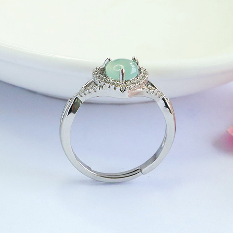 Blue Water Jadeite Heart-Inspired Ring