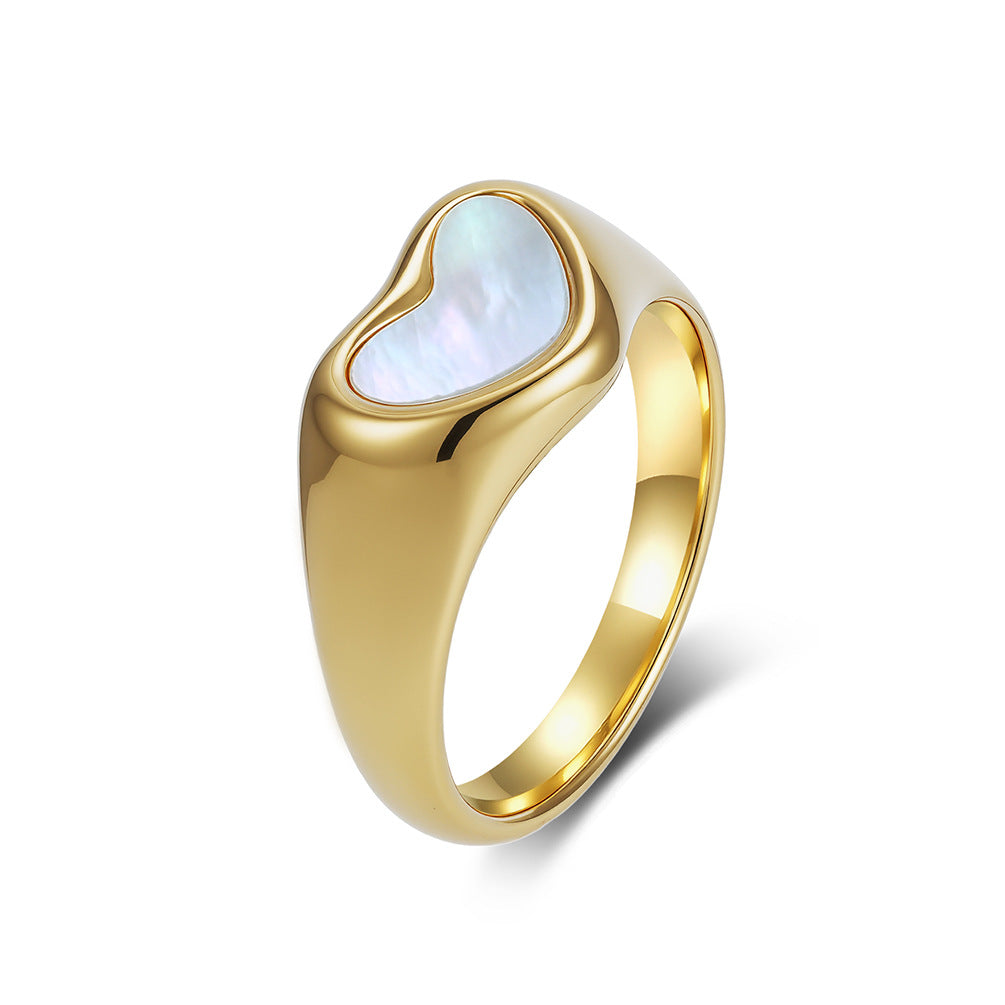 Stainless Steel Shell Love Ring Women's Gold-Plated