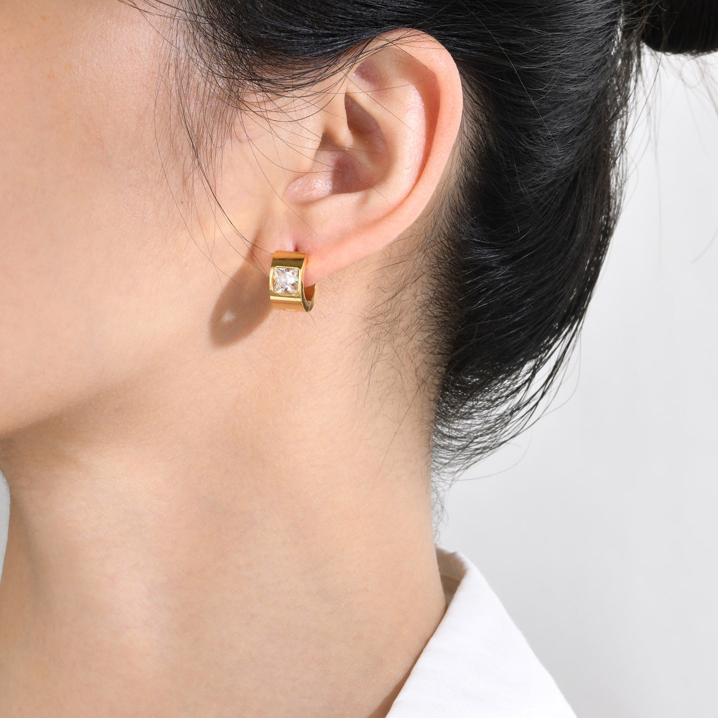 Cross-Border Accessories Earrings Women Stainless Steel Zircon Gold