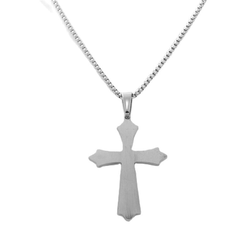 Personalized Retro Titanium Steel Cross Pendant Necklace for Men - Trendy Stainless Steel Design