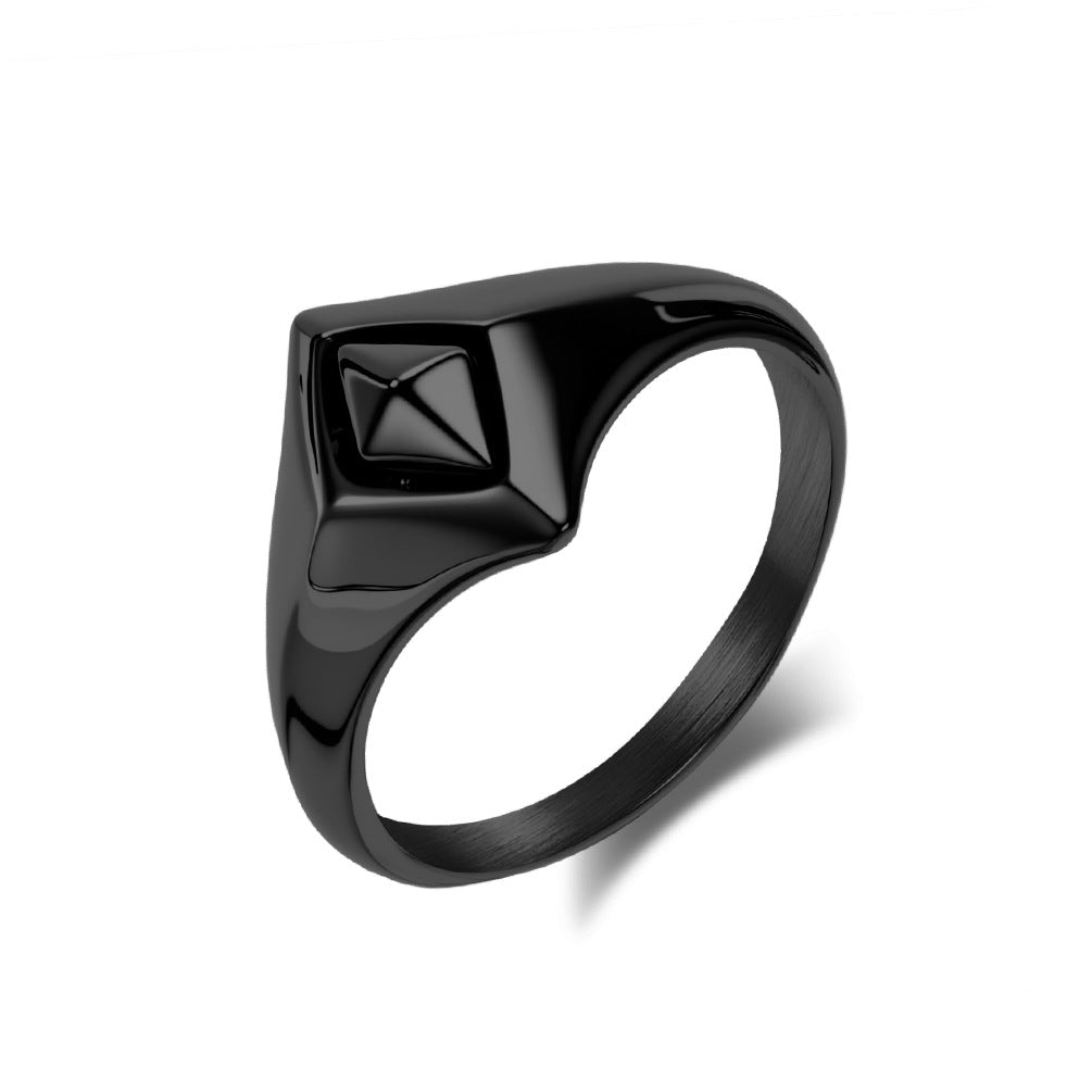 Planderful Titanium Steel Ring Geometric Rhombus Design For Men And Women Unisex Everyday Style