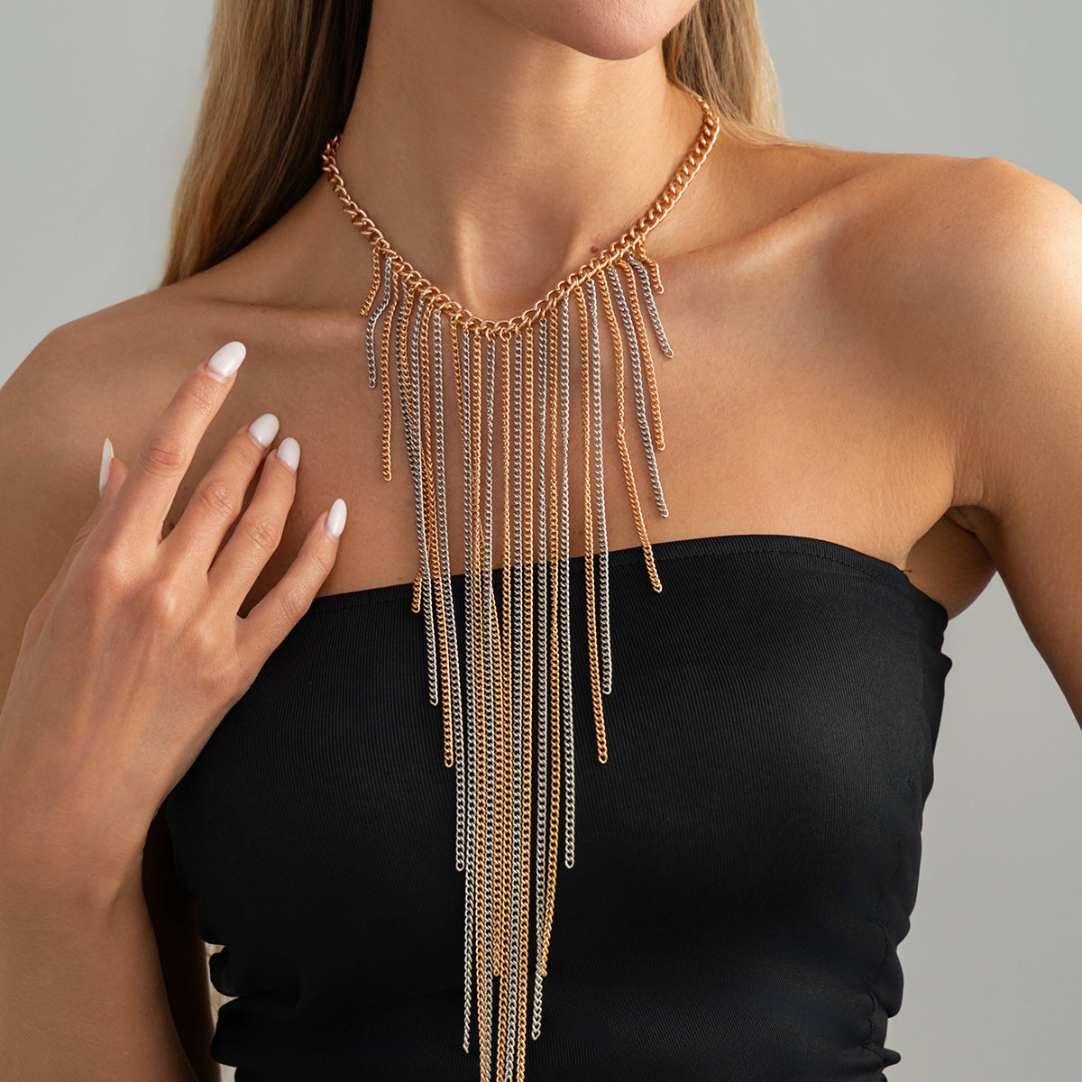 Waterfall Chain Fringe Layered Necklace