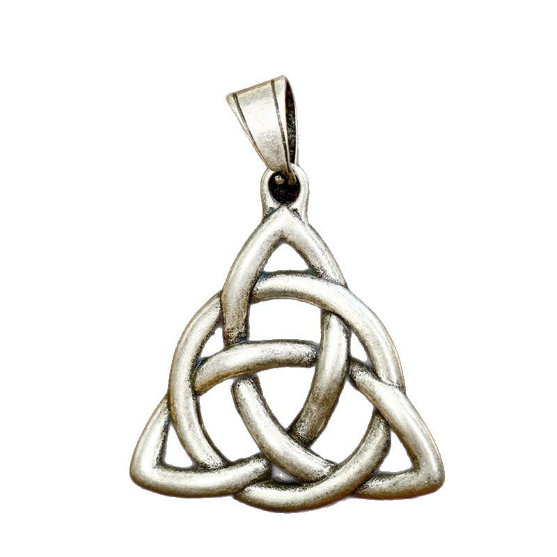 Nordic Antique Silver Viking Celtic Knot Pendant – Compass Stainless Steel Necklace