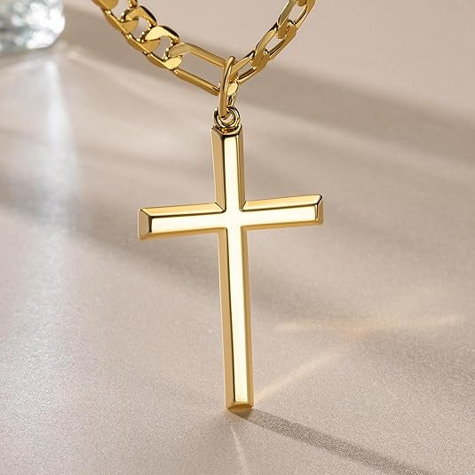 Planderful Mens Stainless Steel Cross Pendant Necklace Durable Minimalist Hip Hop Style Gift For Him