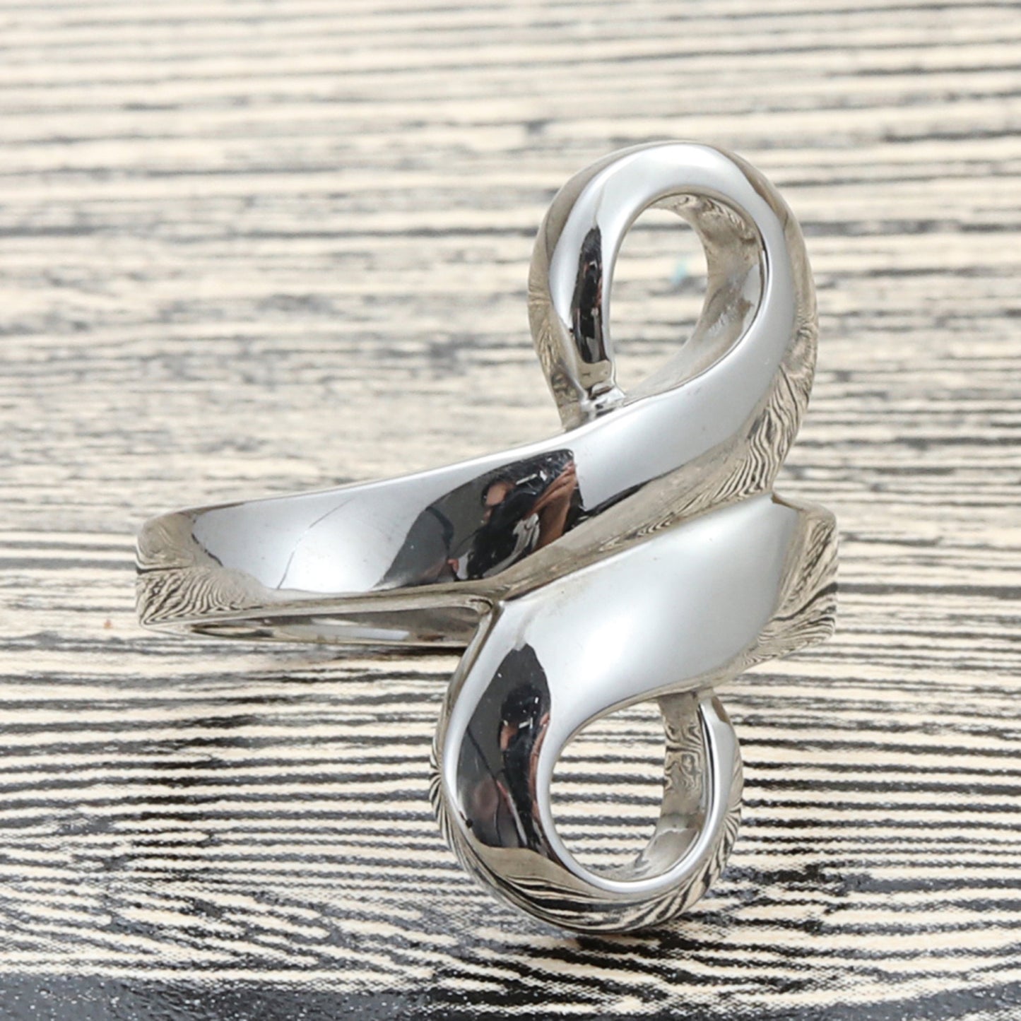 Retro Punk Hollow Titanium Steel 8-Character Ring for Men - Trendy Stainless Steel Design