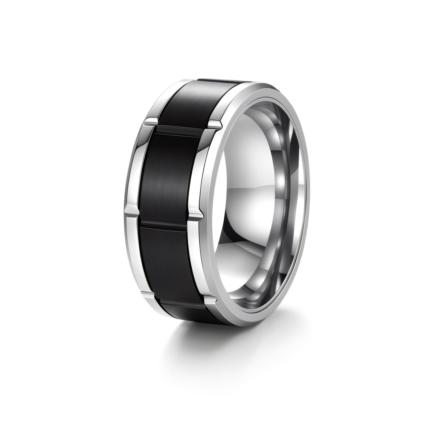 Planderful Premium 8mm Rotating Ring Two Tone Splicing Stainless Steel For Men Unisex Statement Jewelry