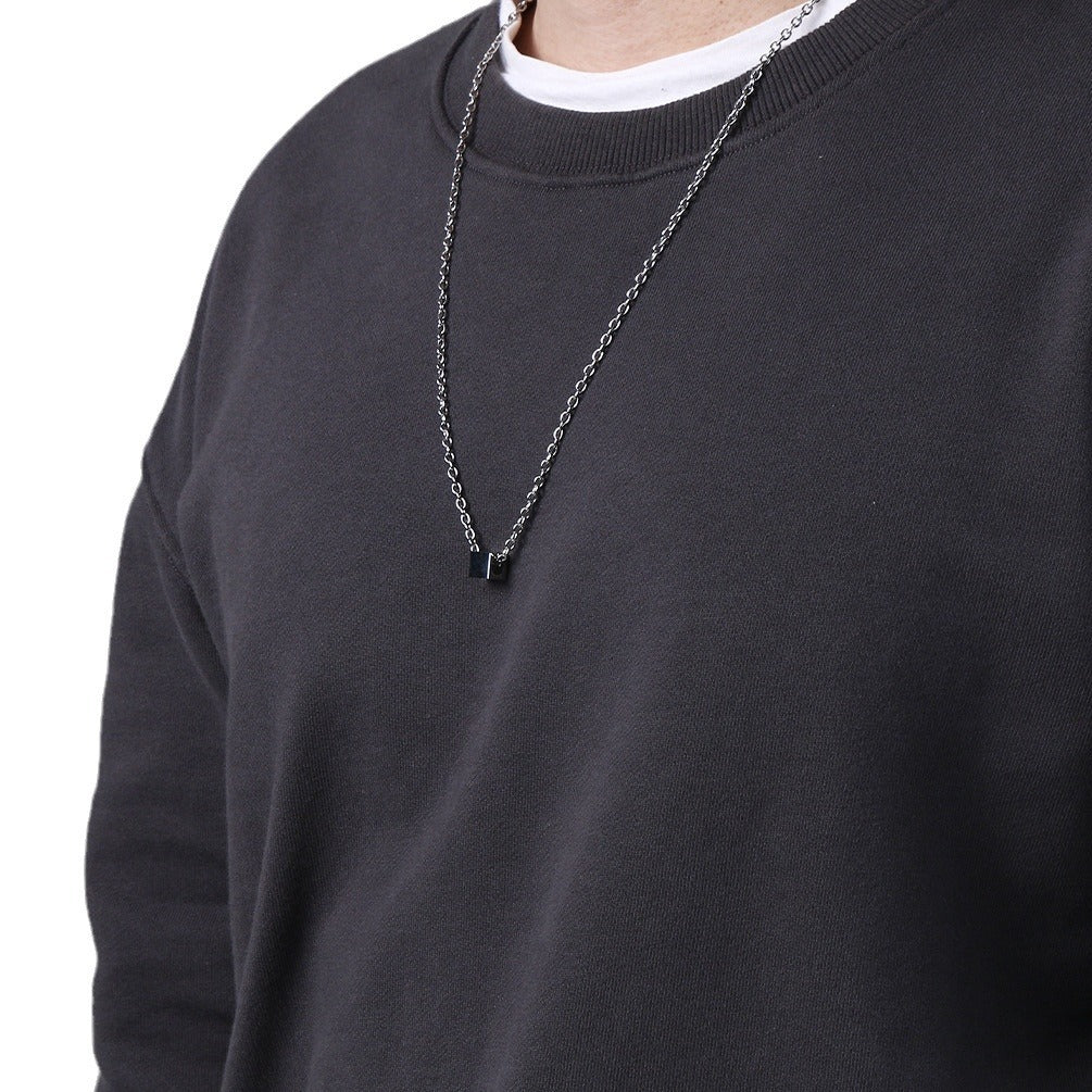 Geometric Square Titanium Necklace Unisex Minimalist Design By Planderful Everyday Genie Collection