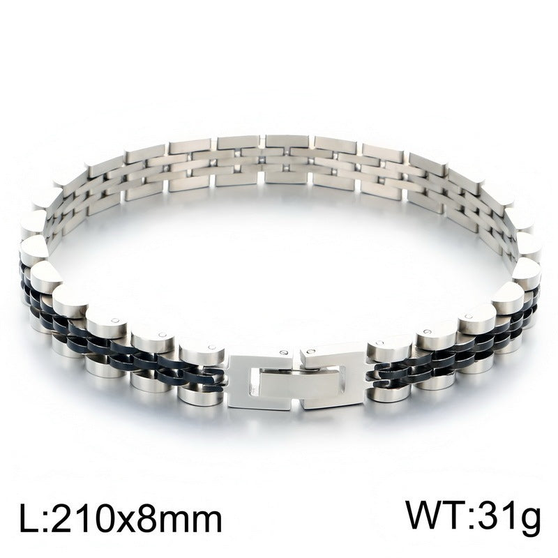 Japan & Korea Business Watch Chain Five Baht Strap Chain Stainless Steel Unisex Bracelet