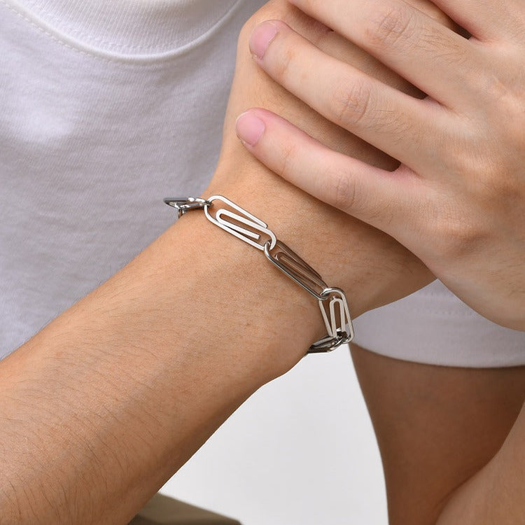 Men's Hip Hop Stainless Steel Paper Clip Bracelet