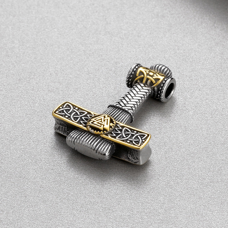 Personalized Viking Thor's Hammer Pendant for Men - Retro European and American Stainless Steel Accessories